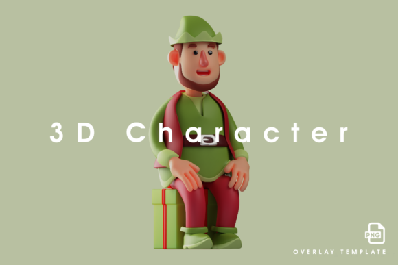 3D Elf Design Sitting on a Gift Box: The Ultimate Resource for 3D Cute Cartoon Designs