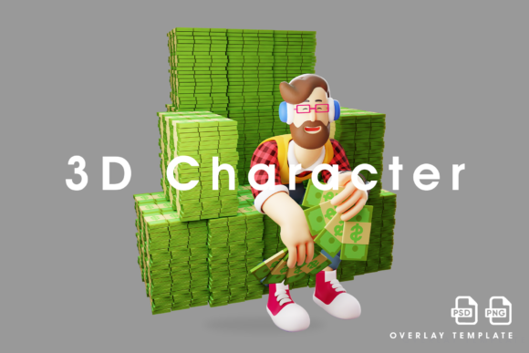 3D Male Design with a Pile of Money