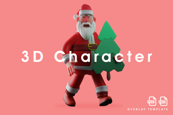 3D Santa Design Holding Christmas Tree