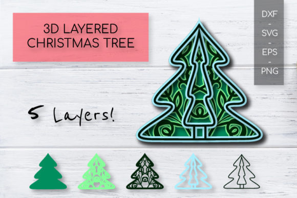 Christmas Tree SVG 3D Layered Design