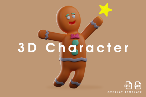 Gingerbread 3D Cartoon Design with Star