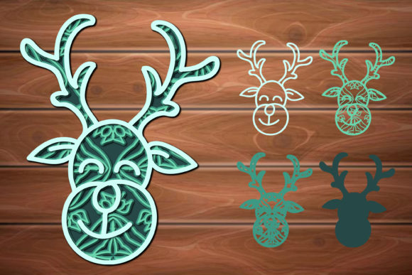 Multi Layer Christmas Deer Design 3d SVG