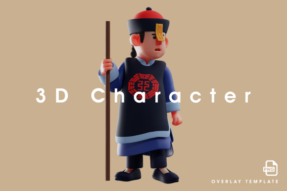 Vampire 3D Cartoon Design Having a Stick